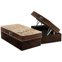 Conjunto Box Baú Solteiro: Colchão Espuma D Angelis Anjos D28 Confort + Base CRC Suede Brown (88x188)