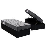 Cama Box Baú Solteiro: Colchão Ortopédico Ortobom D33 / EP ISO 100 Ultra Firme + Base CRC Suede Black(88x188)