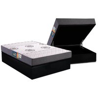 Cama Box Baú Casal: Colchão Espuma D33 Polar D45 Pérola Grey + Base CRC Suede Black (138x188)