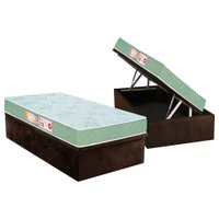 Conjunto Box Baú Solteiro: Colchão Espuma Castor D33 Sleep Max Duplo + Base CRC Suede Brown (88x188)