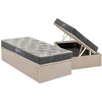 Conjunto Box Baú Solteiro: Colchão Espuma D Angelis Anjos D23 Ezequiel + Base CRC Suede Clean (88x188)
