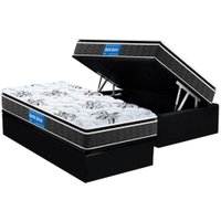 Conjunto Box Baú Solteiro: Colchão Espuma Probel D40 Guarda Costas Premium Hiper Firme + Base CRC Suede Black (88x188)