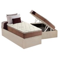 Cama Box Baú Solteiro: Colchão Ortopédico Anjos D28 / AG65 Star Pillow Top + Base CRC Suede Clean(88x188)