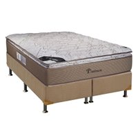 Cama Box King: Colchão Molas Ensacadas Luckspuma Platinum New + Base CRC Suede Clean(193x203)