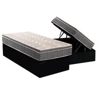 Cama Box Baú Solteiro: Colchão Espuma Paropas D45 / EP Confort Mega Firme + Base CRC Suede Black(88x188)