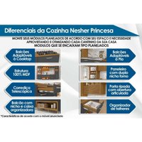 Balcão Ilha Cozinha Gourmet Princesa c/ 1 Porta e 2 Gavetas 120cm Freijo/Off White - Nesher