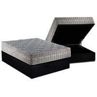 Cama Box Baú Casal: Colchão Molas SuperPocket Ensacadas D Angelis Anjos Royal + Base CRC Suede Black (138x188)