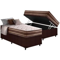Conjunto Box Baú Solteiro: Colchão Molas D Angelis Anjos Superlastic Duo Sono + Base CRC Courano Brown (88x188)