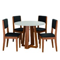 Conjunto Sala de Jantar Mesa Athenas Redonda 4 Cadeiras Trento Dobuê
