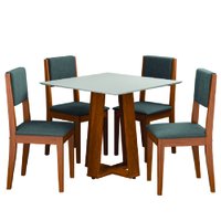 Conjunto Sala de Jantar Mesa Athenas Quadrada 0,90m 4 Cadeiras Trento Dobuê