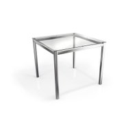 Mesa Reno Cromada Com Tampo de Vidro Incolor 90cm