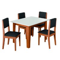 Conjunto Sala de Jantar Mesa Miami Quadrada 1,20m Com 4 Cadeiras Trento Dobuê