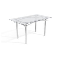 Mesa Elba Kappesberg Cromada com Tampo De Vidro Incolor 140cm