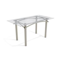 Mesa Elba Kappesberg Níquel com Tampo De Vidro Incolor 150cm