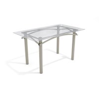 Mesa Elba Kappesberg Níquel com Tampo De Vidro Incolor 140cm