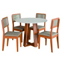 Conjunto Sala de Jantar Mesa Athenas Redonda 4 Cadeiras Santiago Dobuê