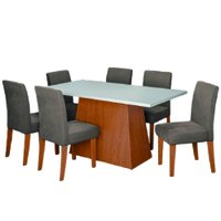 Conjunto Sala de Jantar Mesa 1,60m Trento 6 Cadeiras Trieste Dobuê