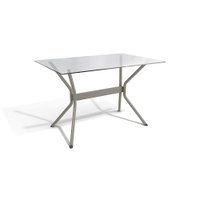Mesa Loire Níquel Com Tampo de Vidro Incolor 1,20m