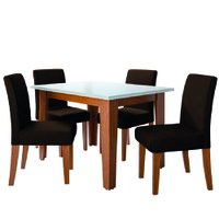 Conjunto Sala de Jantar Mesa Miami 1,20m 4 Cadeiras Trieste Dobuê