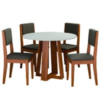 Conjunto Sala de Jantar Mesa Athenas Redonda 4 Cadeiras Trento Dobuê - Madeirado / Castor