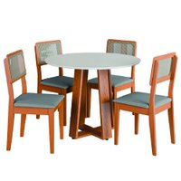 Conjunto Sala de Jantar Mesa Athenas Redonda 4 Cadeiras Santiago Dobuê Madeirado / Cinza