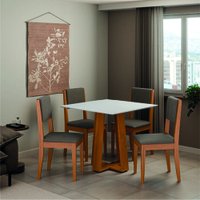 Conjunto Sala de Jantar Mesa Athenas Quadrada Com 0,90m 4 Cadeiras Trento Dobuê