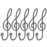 Kit 5 Ganchos Cabideiros Aço Preto Cifra Música 28cm Suportes de Parede Pendurar Roupas Bolsas