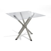 Mesa Volga Níquel Com Tampo de Vidro Incolor 90cm
