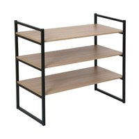 Estante Escritório Organizadora com 3 Prateleiras 90cm Multimóveis CR25293 Preto/Madeirado