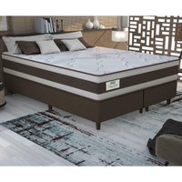 Cama Box Conjugado King com Colchão (193x73x203) Sleep Gold Gazin CR35356 Marrom/Bege