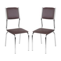 Conjunto 2 Cadeiras de Jantar Estofadas Multimóveis CR50132 Marrom