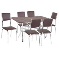 Conjunto Mesa de Jantar 137cm com 6 Cadeiras Multimóveis CR50139 Nogueira/Marrom
