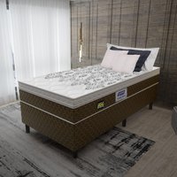 Cama Box Conjugado Solteiro com Colchão (88x67x188) Stone Plus Gazin CR35341 Marrom/Branco