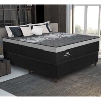 Cama Box Conjugado Casal com Colchão (138x72x188) Black Night Gazin CR35353 Preto/Cinza