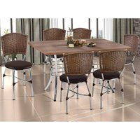 Conjunto Mesa de Jantar 137cm com 6 Cadeiras Multimóveis CR50140 Nogueira/Marrom