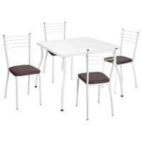 Conjunto Mesa de Jantar 90cm com 4 Cadeiras Multimóveis CR50134 Branco/Marrom