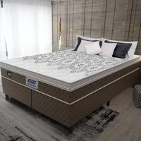 Cama Box Conjugado Queen com Colchão (158x67x198) Stone Plus Gazin CR35342 Marrom/Branco