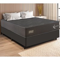 Cama Box Conjugado Casal com Colchão (138x64x188) Orthopedic Plus Gazin CR35308 Cinza/Preto