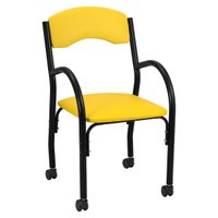 Cadeira de Escritório Estofada com Rodízios 52cm Multimóveis CR25288 Preto/Amarelo