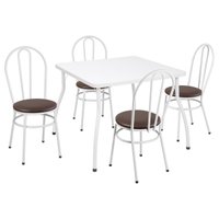 Conjunto Mesa de Jantar 90cm com 4 Cadeiras Multimóveis CR50133 Branco/Marrom