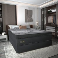 Cama Box Conjugado Casal com Colchão (138x78x188) Royal Black Gazin CR35299 Chumbo Escuro