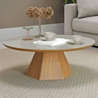 Mesa de Centro 90 Cm 100% Mdf Tb626 Off White/Freijó - Dalla Costa