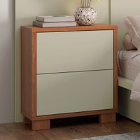 Mesa de Cabeceira 2 Gavetas 100% Mdf Tw55 Freijó/Off White - Pradel