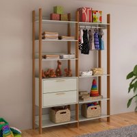 Closet Tw403  2 Gavetas 8 Prateleiras 100% Mdf Off White/Freijó/Gold - Dalla Costa