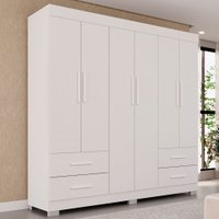 Guarda-Roupa Casal Kali C/6 Portas 4 Gavetas Branco - Pnr Móveis