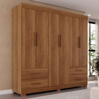 Guarda-Roupa Casal Kali 6 Portas C/4 Gavetas Cinamomo - Pnr Móveis