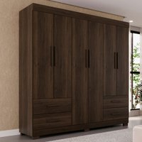Guarda-Roupa Casal Kali 6 Portas 4 Gavetas Savana - Pnr Móveis Marrom Escuro
