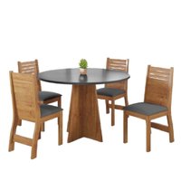 Conjunto de Mesa Sala de Jantar Fin Redonda 0,90m Com 4 Cadeira Veludo Viero