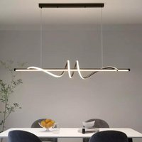 Lustre Pendente Sinus Preto Moderno LED 3 Cores em 1 para Sala Jantar Escritório e Ambientes Sofisticados