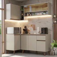 Armário de Cozinha Completa de Canto 265 cm Crema Nice Madesa 01